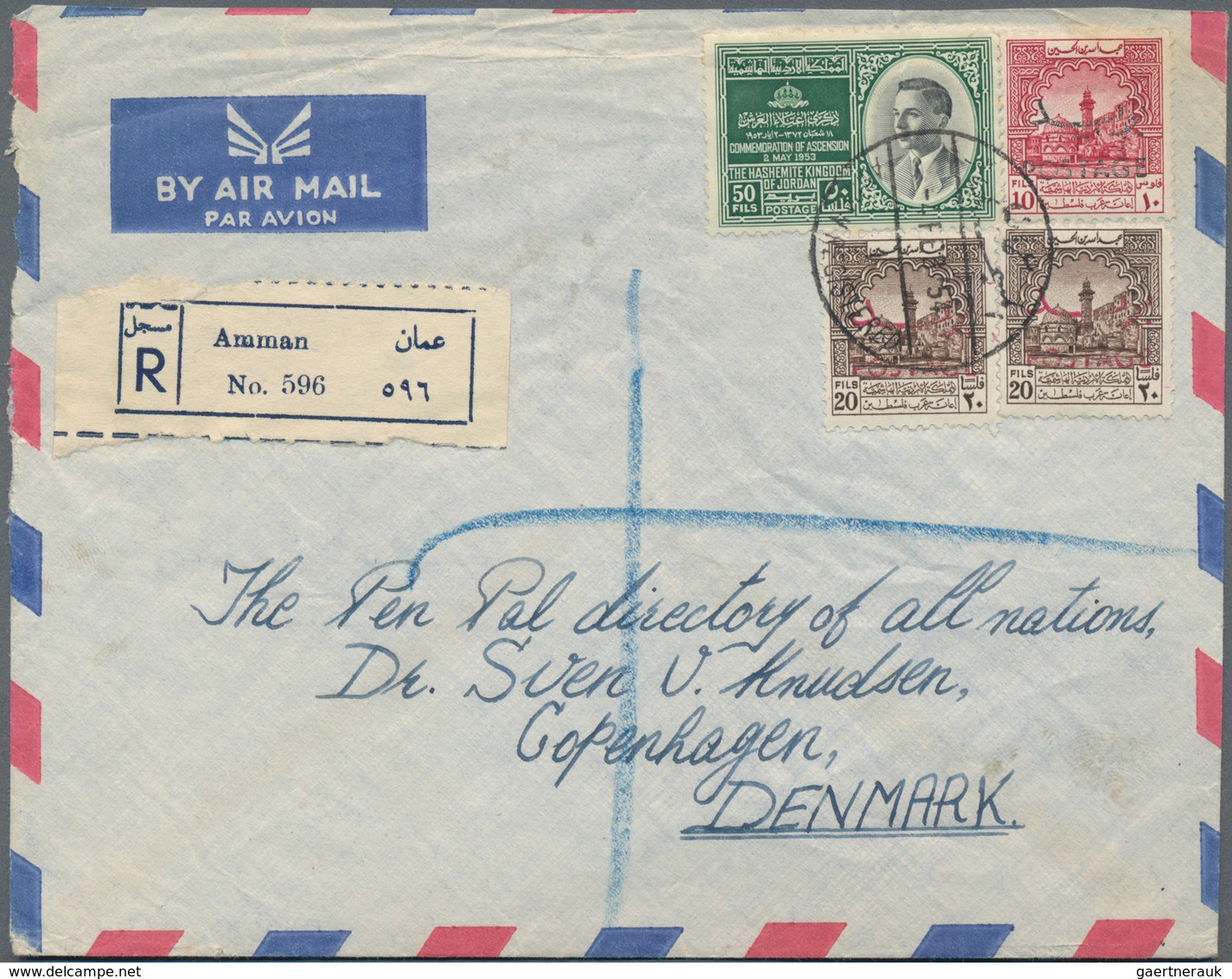 Jordanien: 1940/1961, Collection With Ca.50 Covers, Cards And Stationieries, Comprising Airmail Cove - Jordanien