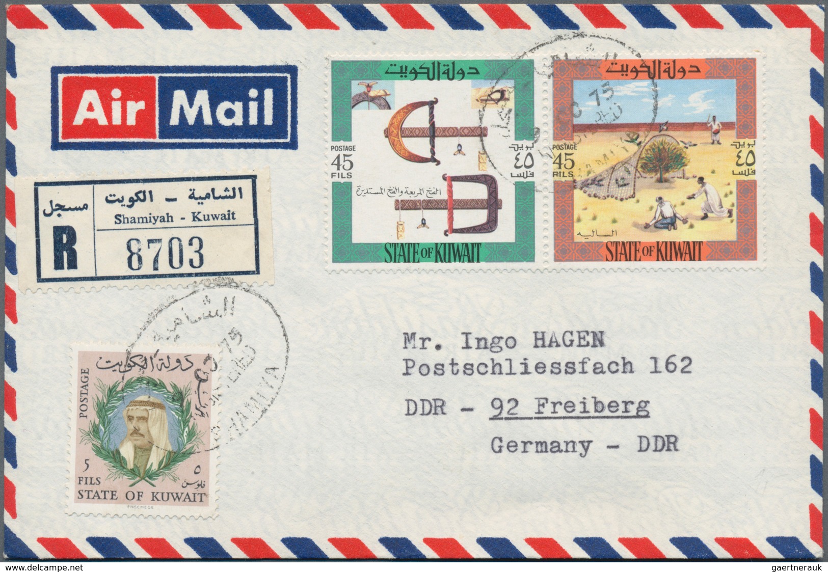 Kuwait: 1949/64 Airletters (all Different Mint 6/used 2), 1975/88 Foreign Letters Mostly Single Fran - Kuwait