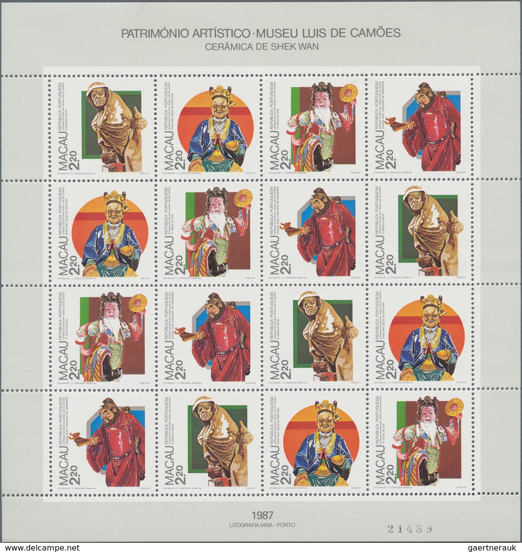 Macau: 1987/1990, Lot Of The Rare Minature Sheets MNH: 1987 Michel No. 569/572: Four Folded Sheets; - Usados