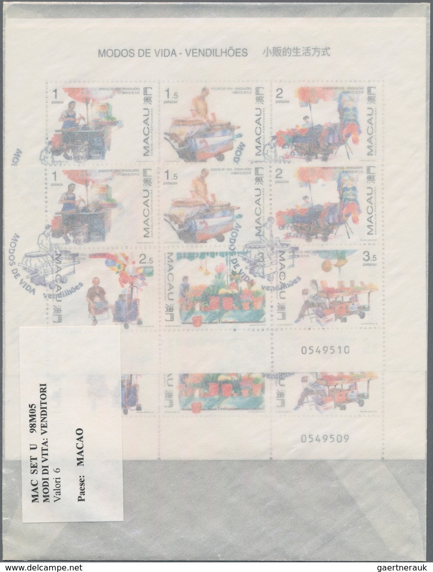 Macau: 1997/1998, Small Collection/accumulation Mostly First Day Cancelled Stamps And Souvenir Sheet - Gebraucht