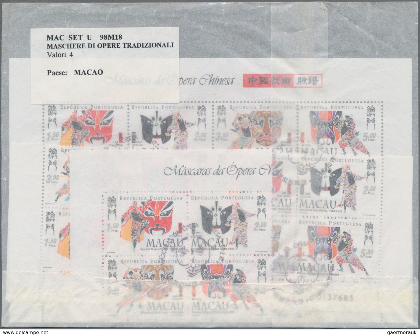 Macau: 1997/1998, small collection/accumulation mostly first day cancelled stamps and souvenir sheet