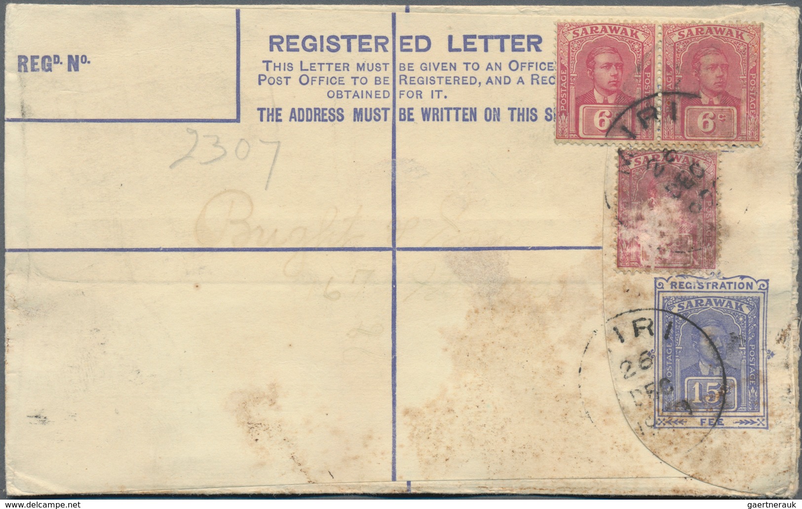 Malaiische Staaten - Sarawak: 1929/48, Covers (5) Mostly Airmail To UK/USA, FDC 1947/53 (5) Inc. 1 C - Andere & Zonder Classificatie