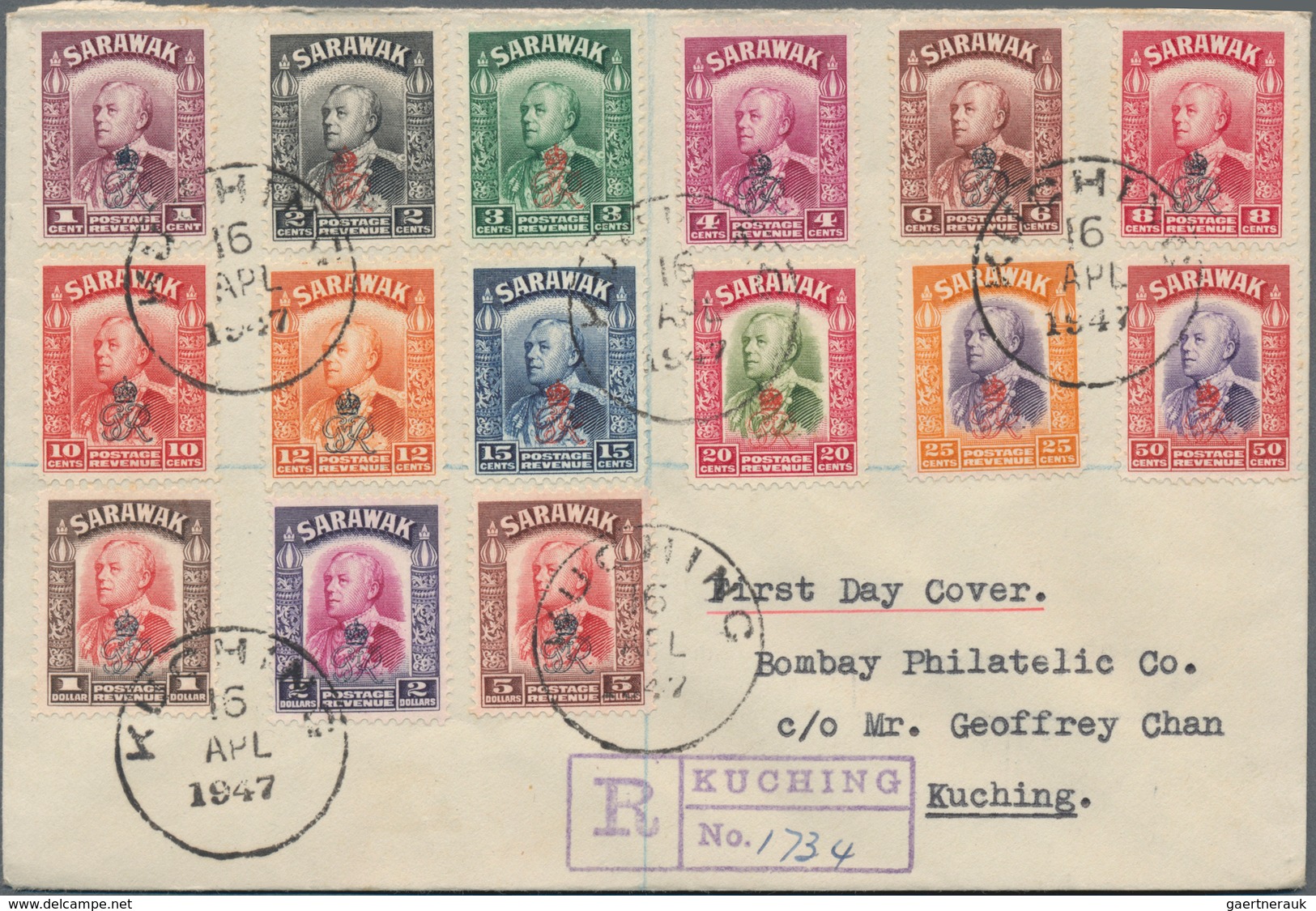 Malaiische Staaten - Sarawak: 1929/48, covers (5) mostly airmail to UK/USA, FDC 1947/53 (5) inc. 1 C