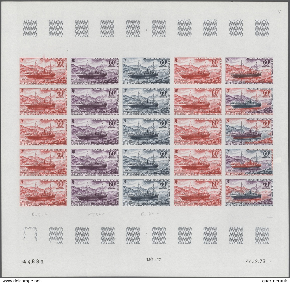 Neukaledonien: 1969/1975, IMPERFORATE COLOUR PROOFS, MNH Collection Of 58 Complete Sheets (=1.405 Pr - Nuevos