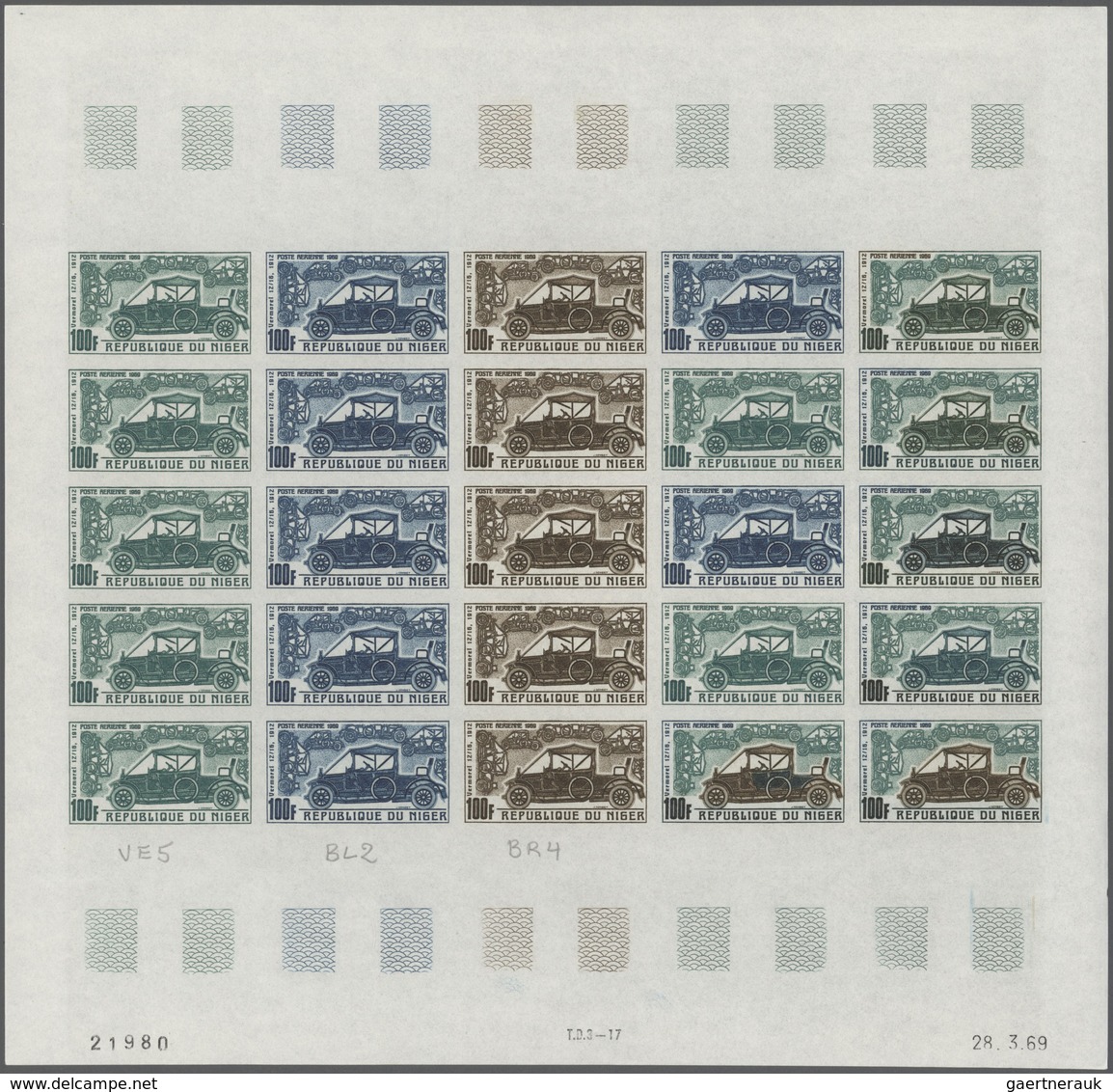 Niger: 1969/1978, IMPERFORATE COLOUR PROOFS, MNH Collection Of 105 Complete Sheets (=2.245 Proofs), - Nuevos