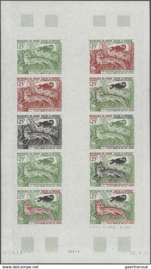 Niger: 1969/1978, IMPERFORATE COLOUR PROOFS, MNH collection of 105 complete sheets (=2.245 proofs),