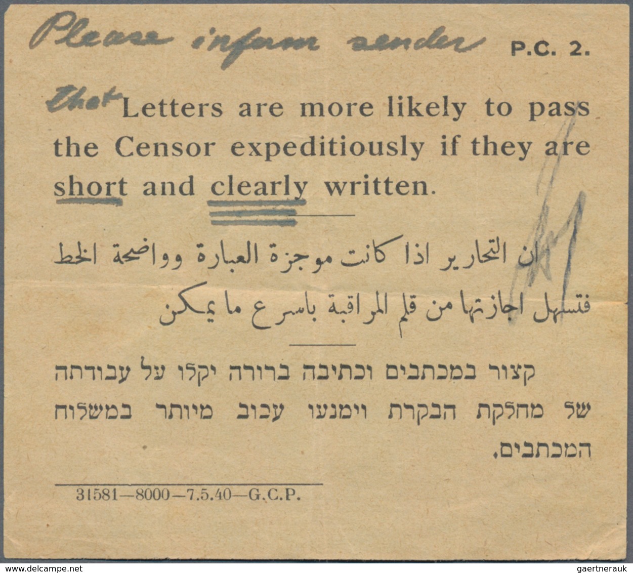 Palästina: 1918/1945, Interesting Collection With More Than 30 Censor Covers From WW II Era, Compris - Palästina