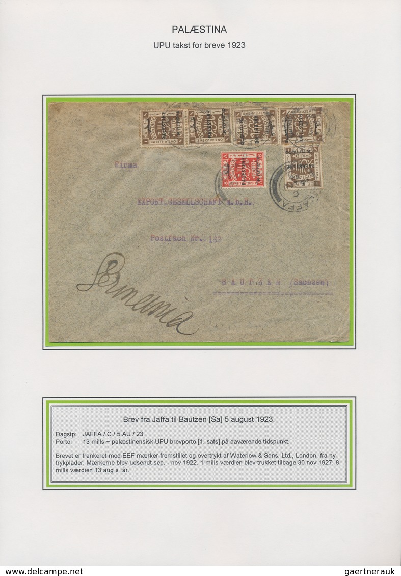 Palästina: 1919/1947, POSTAL RATES, Specialized Collection With Ca.80 Covers, Cards And Stationeries - Palestine