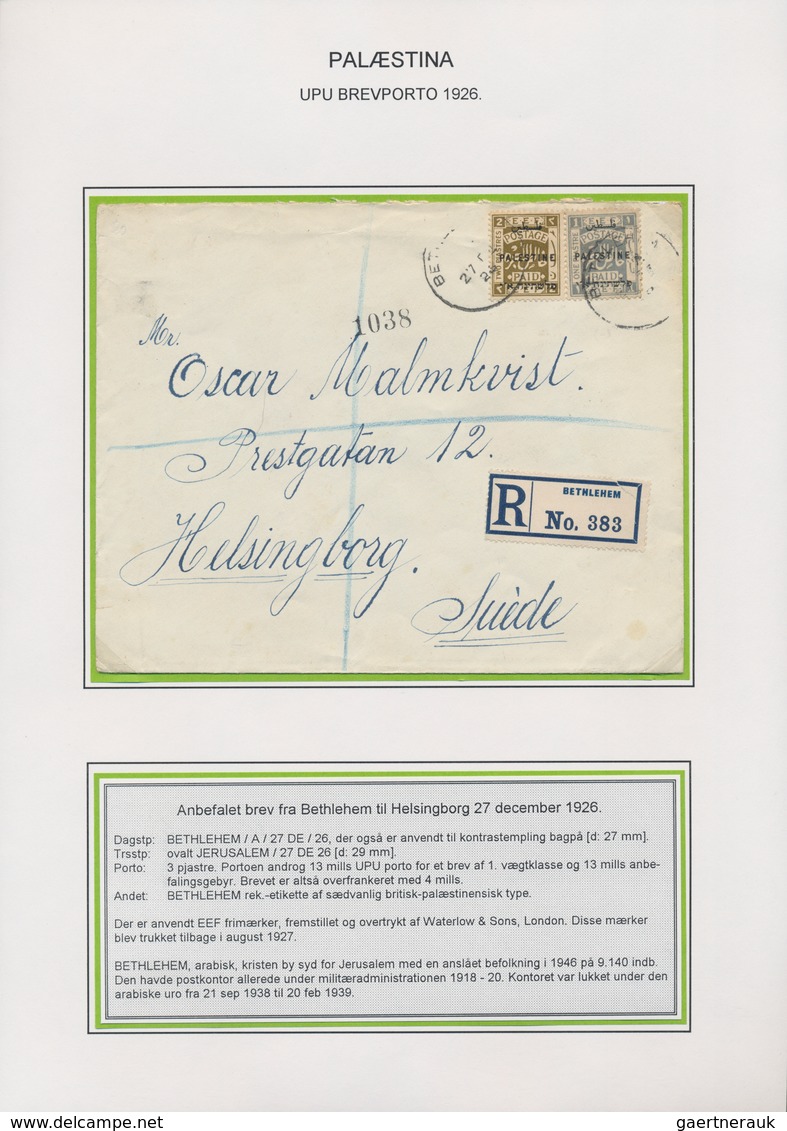 Palästina: 1919/1947, POSTAL RATES, Specialized Collection With Ca.80 Covers, Cards And Stationeries - Palästina