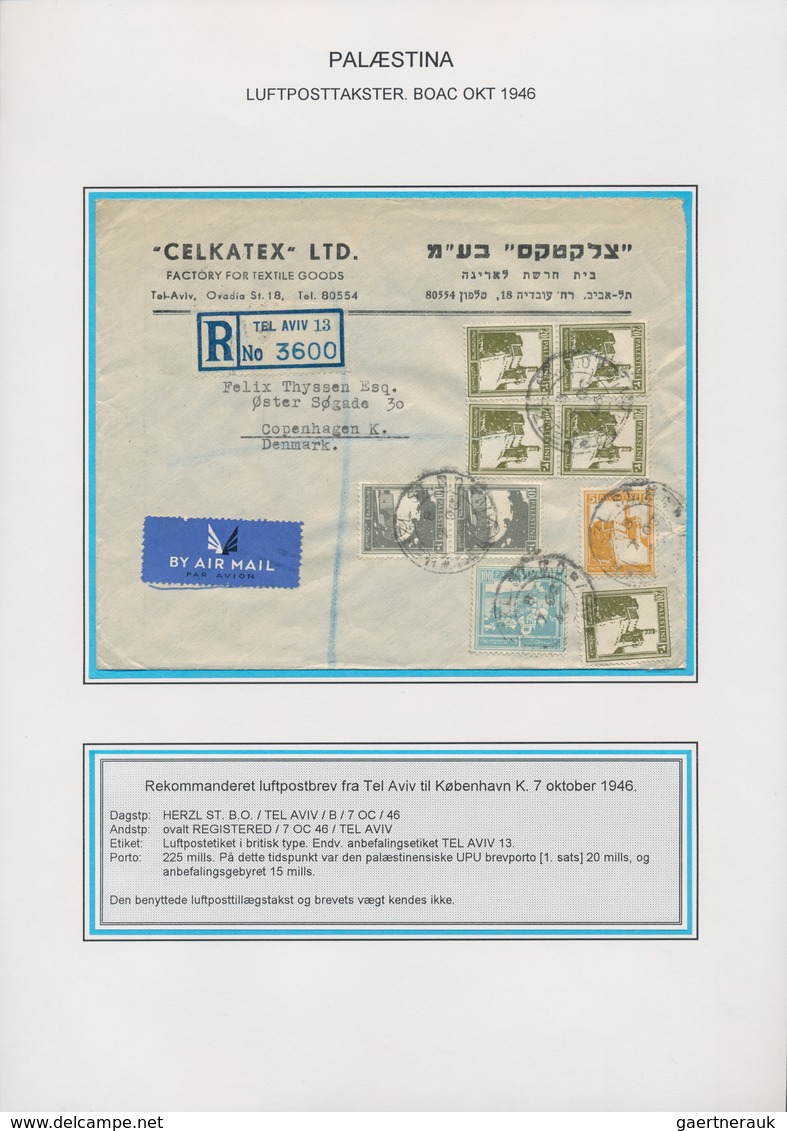 Palästina: 1919/1947, POSTAL RATES, specialized collection with ca.80 covers, cards and stationeries