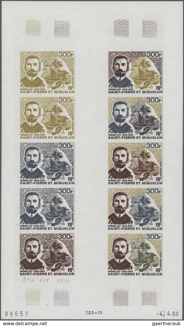 St. Pierre Und Miquelon: 1969/1975, IMPERFORATE COLOUR PROOFS, MNH Collection Of 49 Complete Sheets - Andere & Zonder Classificatie