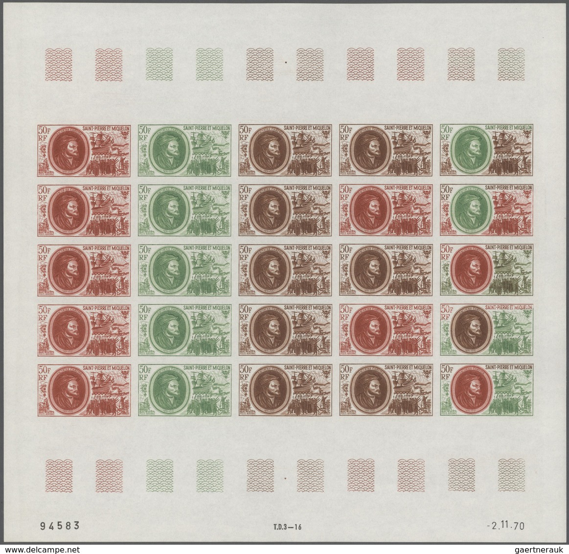 St. Pierre Und Miquelon: 1969/1975, IMPERFORATE COLOUR PROOFS, MNH Collection Of 49 Complete Sheets - Otros & Sin Clasificación