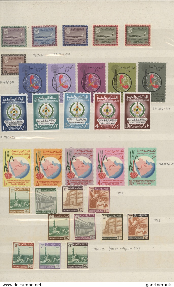 Saudi-Arabien: 1920-2000, Collection On Cards Starting Early Overprinted Issues Hejaz & Nejd Includi - Saoedi-Arabië