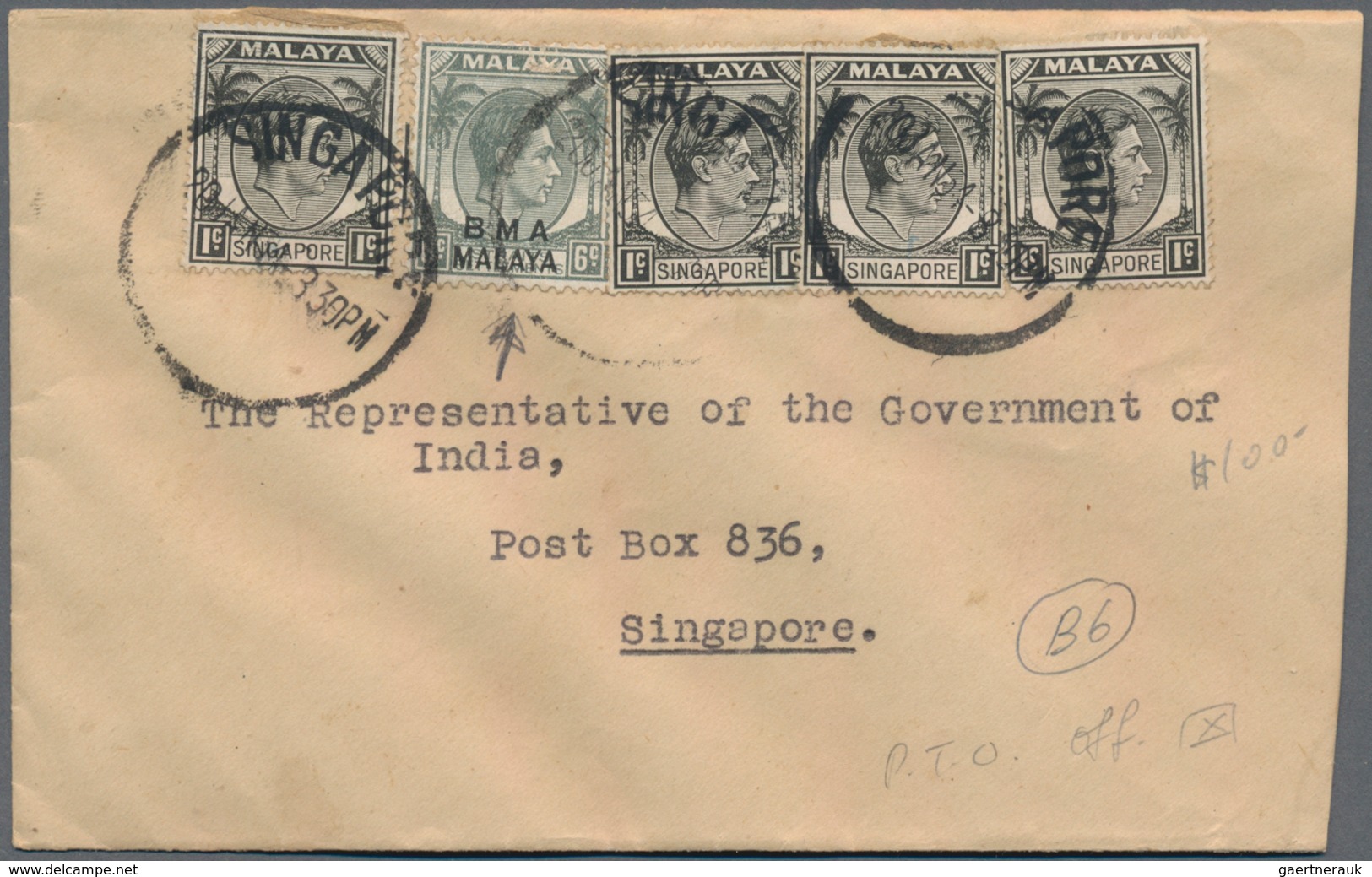 Singapur: 1897 - 1970 (ca.), Accumulation Of About 120 Covers And Postcards, With Obliteration From - Singapour (...-1959)