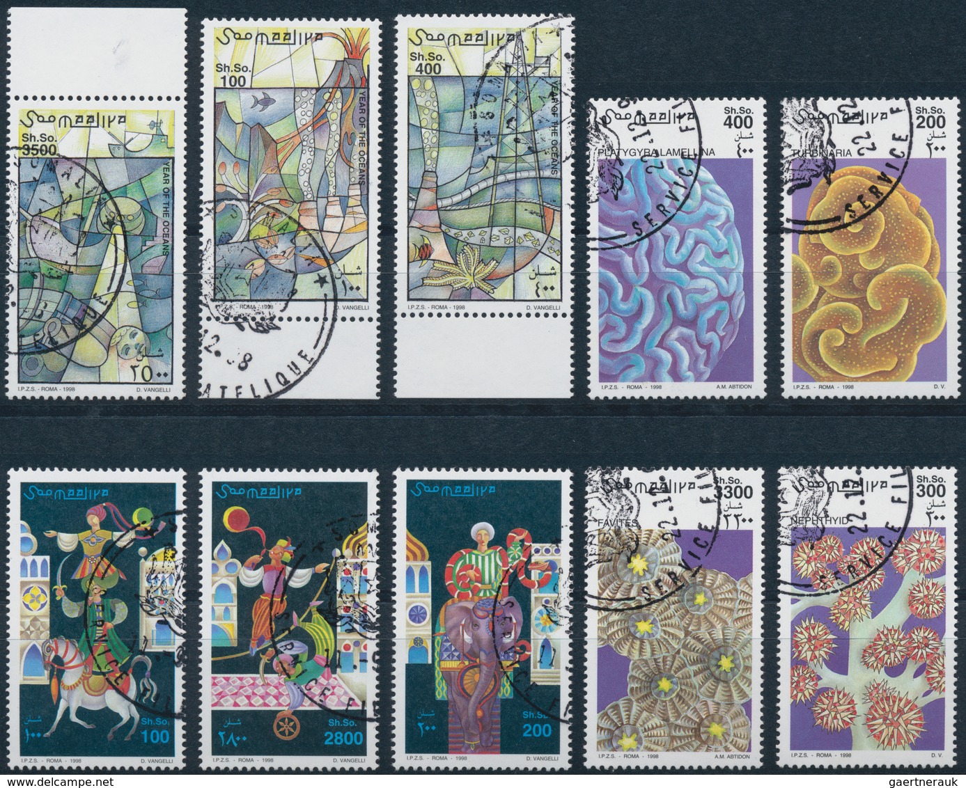 Somalia: 1998/1999, Nice Small Collection/accumulation Of Complete Sets And Souvenir Sheets Cancelle - Somalia (1960-...)