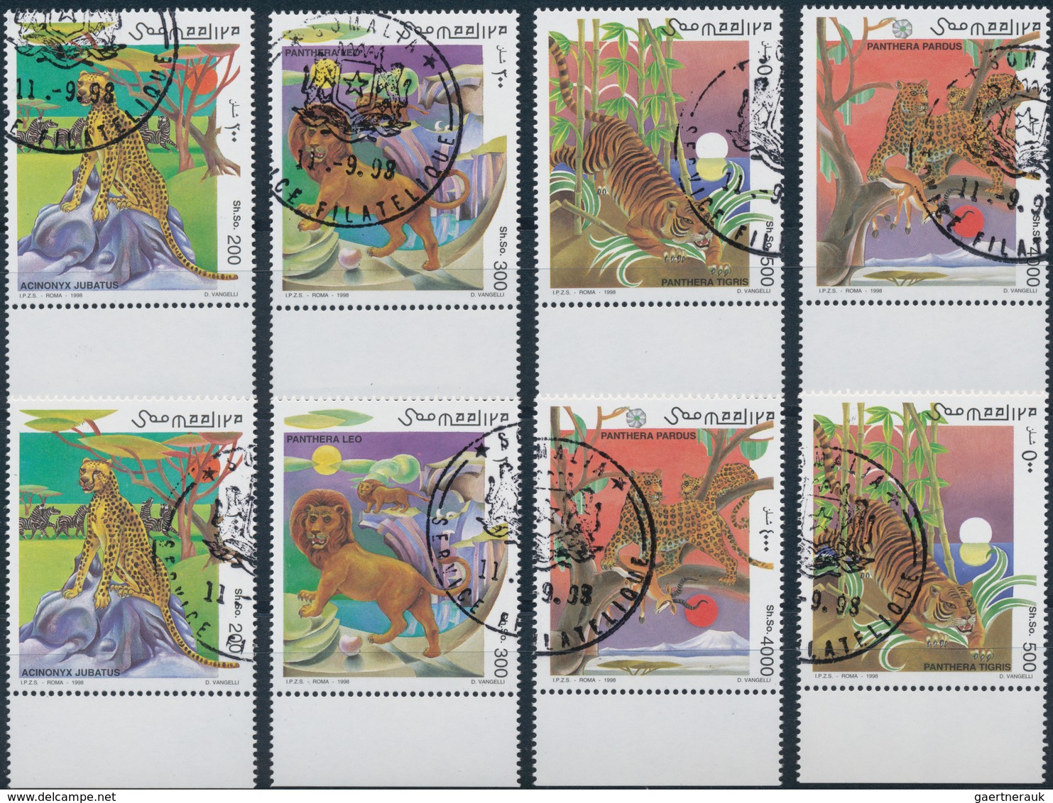 Somalia: 1998/1999, Nice Small Collection/accumulation Of Complete Sets And Souvenir Sheets Cancelle - Somalia (1960-...)