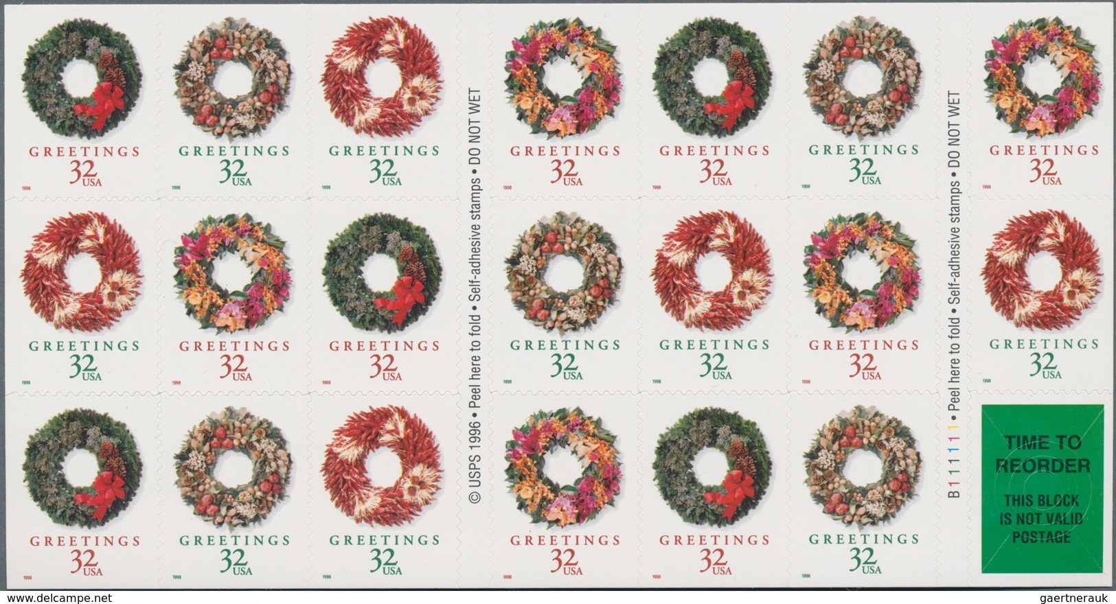 Vereinigte Staaten Von Amerika: 1998, Christmas, 100 X Michel No. 3051-3057. All Originally Sealed B - Sonstige & Ohne Zuordnung