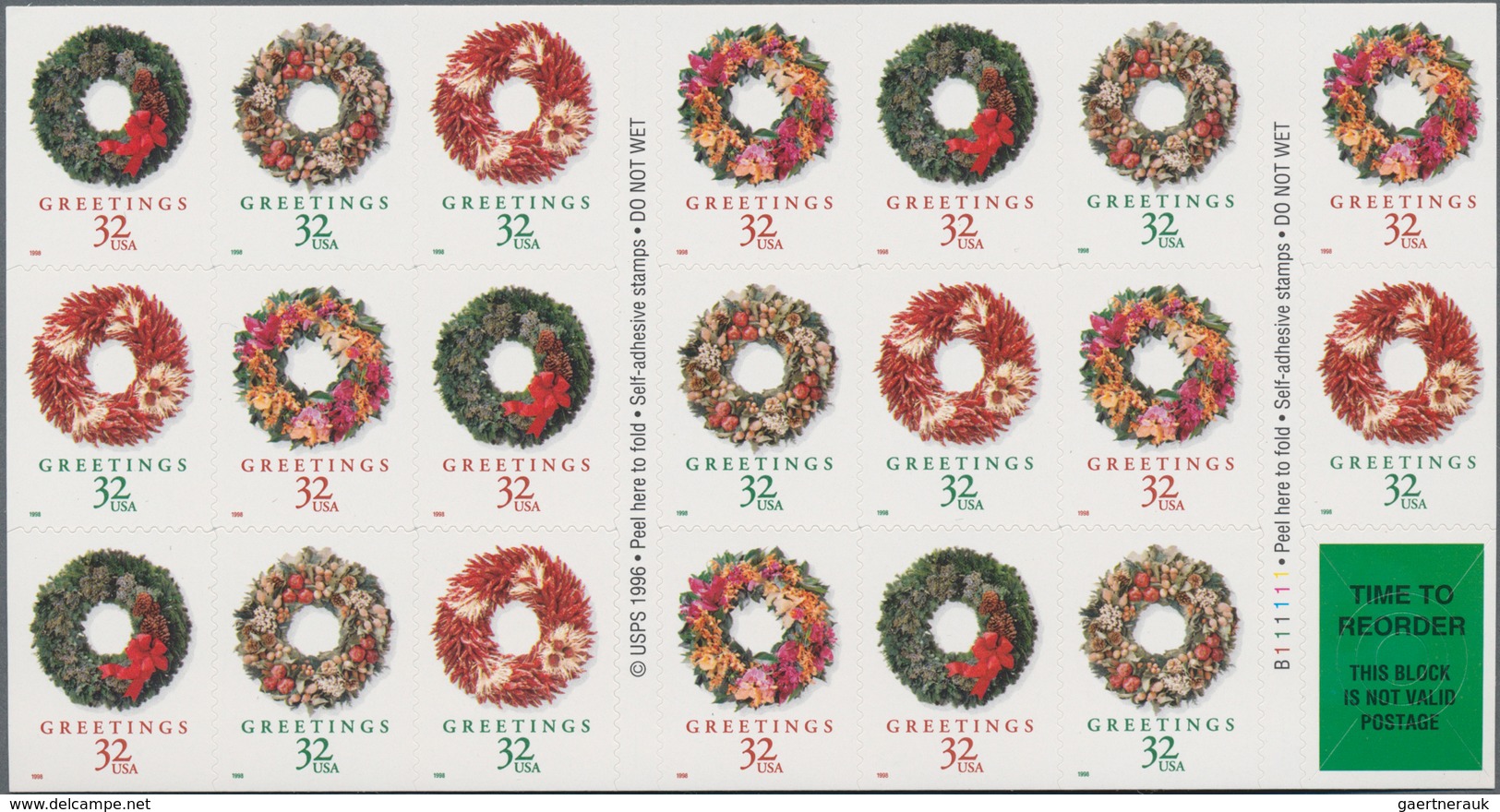 Vereinigte Staaten Von Amerika: 1998, Christmas, 100 X Michel No. 3051-3057. All Originally Sealed B - Otros & Sin Clasificación