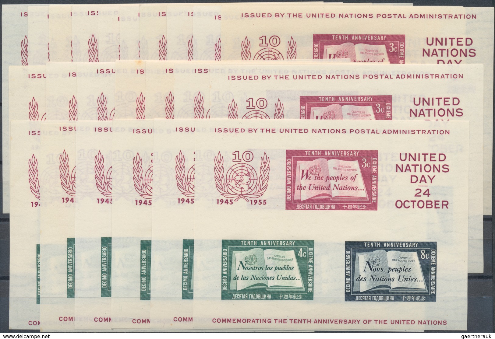 Vereinte Nationen - New York: 1955, 10 Years Of United Nations, 48 Copies Of The Souvenir Sheet, 23 - Sonstige & Ohne Zuordnung