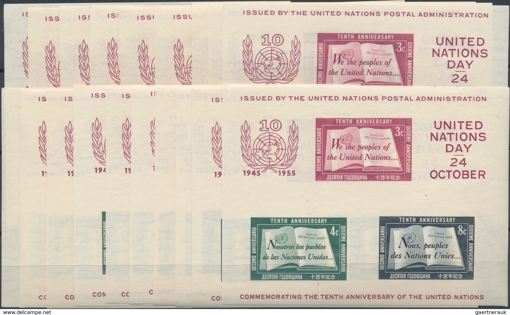 Vereinte Nationen - New York: 1955, 10 Years Of United Nations, 48 Copies Of The Souvenir Sheet, 23 - Otros & Sin Clasificación