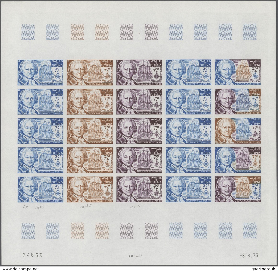 Wallis- Und Futuna-Inseln: 1973/1978, IMPERFORATE COLOUR PROOFS, MNH Collection Of 33 Complete Sheet - Andere & Zonder Classificatie