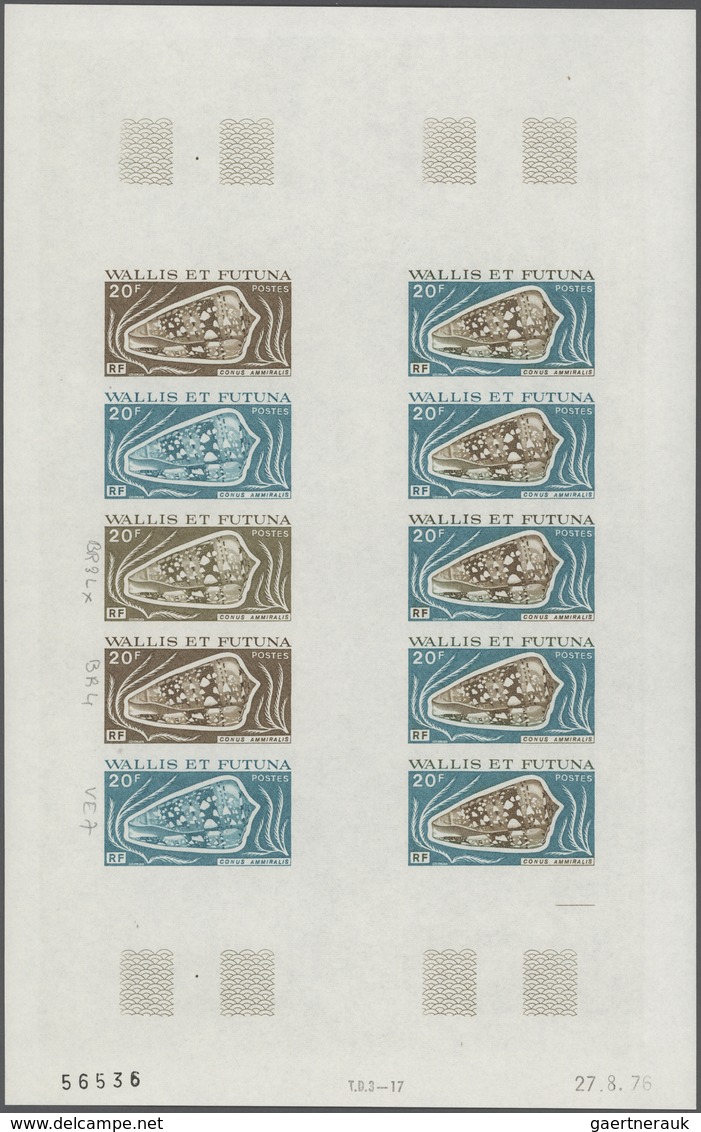 Wallis- Und Futuna-Inseln: 1973/1978, IMPERFORATE COLOUR PROOFS, MNH Collection Of 33 Complete Sheet - Sonstige & Ohne Zuordnung