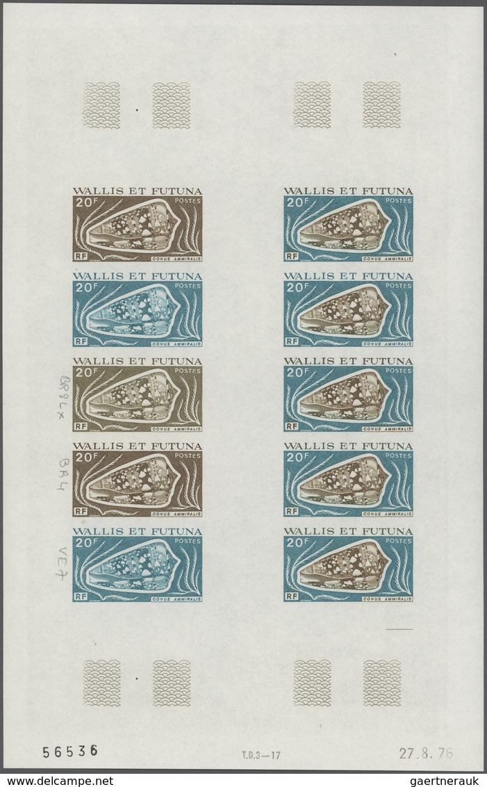 Wallis- Und Futuna-Inseln: 1973/1978, IMPERFORATE COLOUR PROOFS, MNH Collection Of 33 Complete Sheet - Andere & Zonder Classificatie