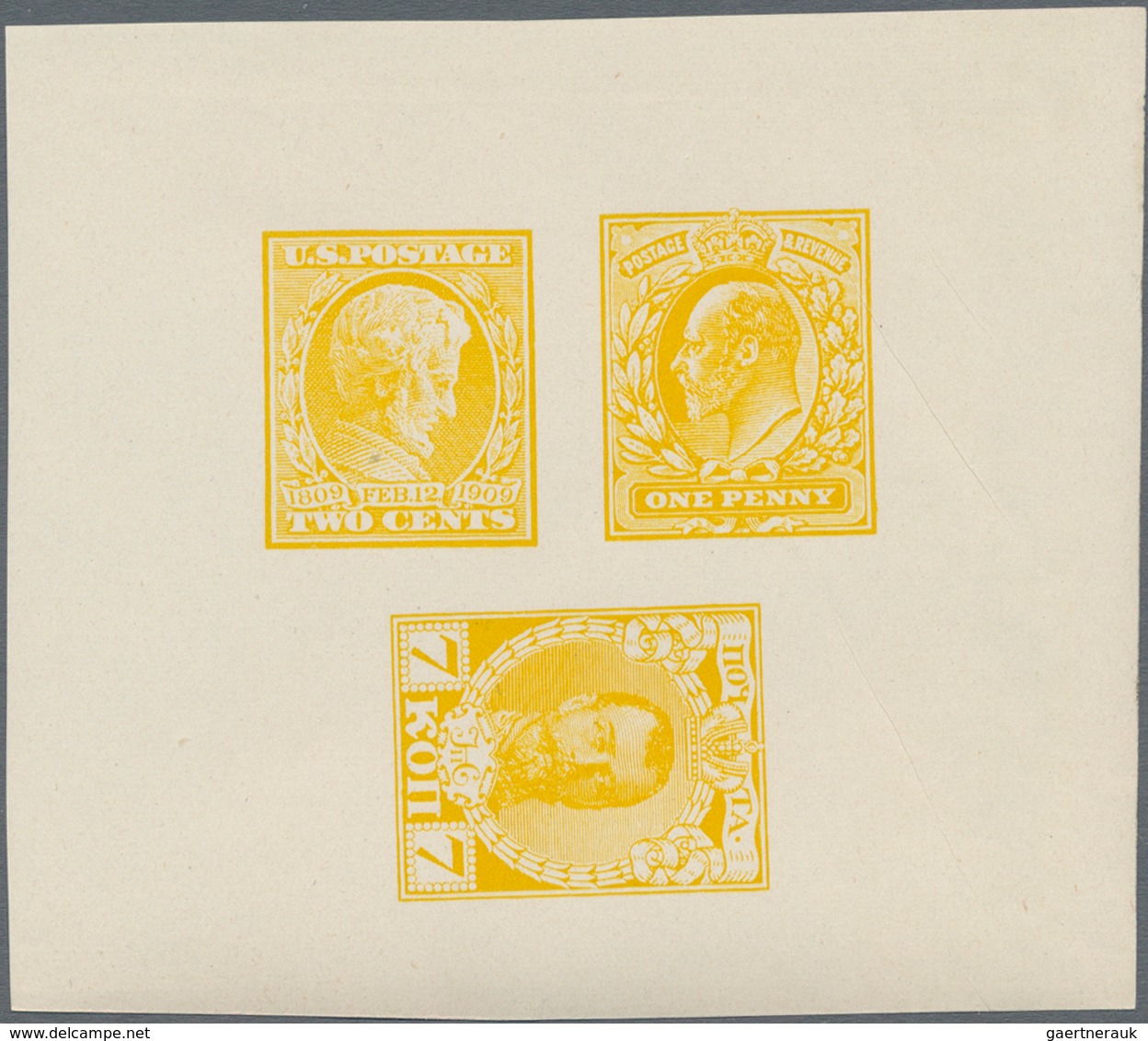 Alle Welt: 1930 (appr.), So Called "Eckerliin Essays" For Stamps Of Great Briatin, USA And Russia, D - Verzamelingen (zonder Album)