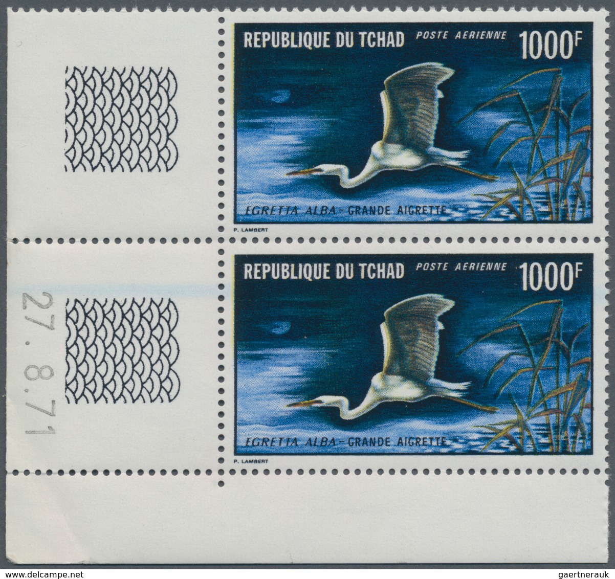 Thematik: Tiere-Vögel / Animals-birds: 1971, TCHAD: Airmail Definitive 1.000fr. ‚Casmerodius Albus‘ - Andere & Zonder Classificatie