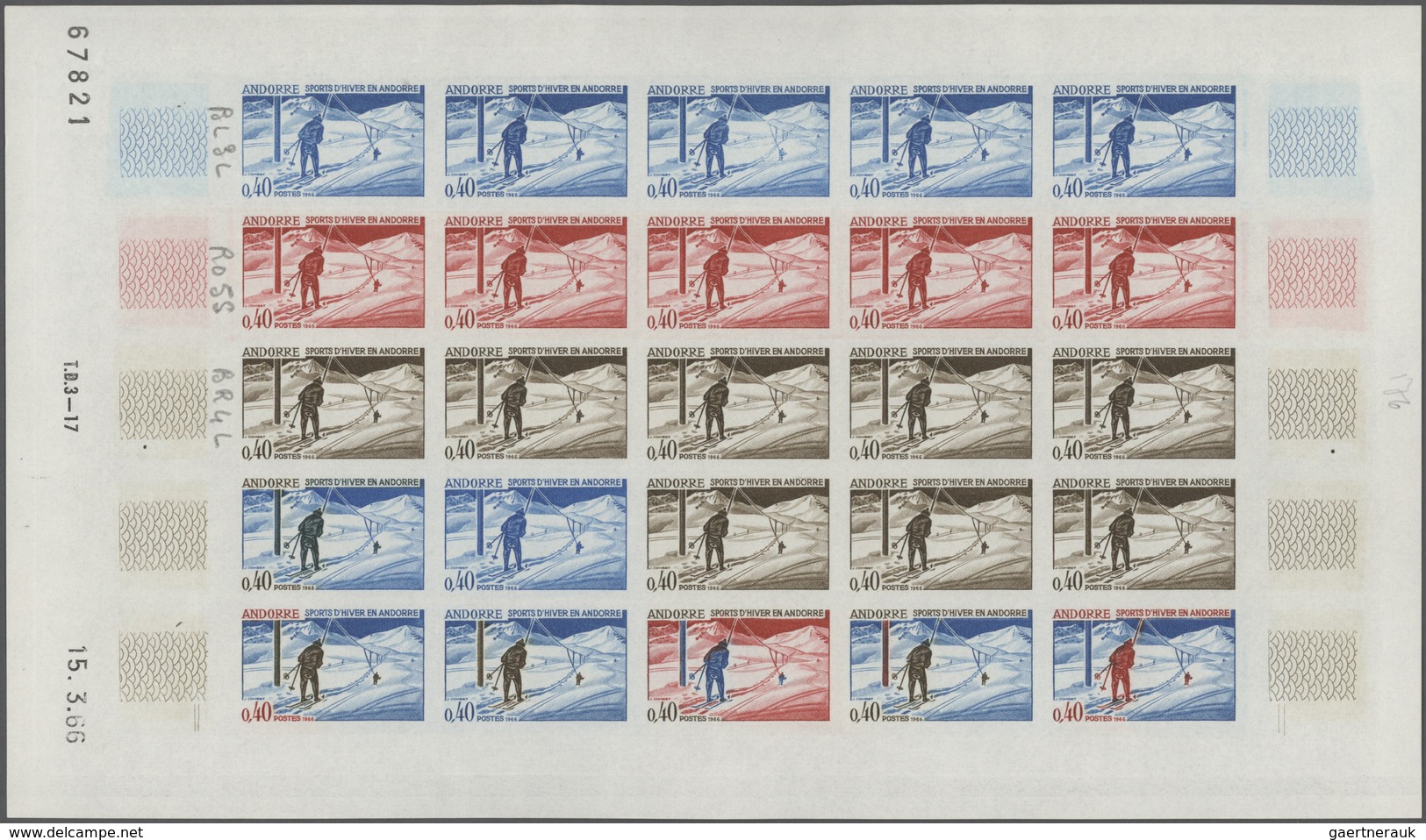 Andorra - Französische Post: 1964/1979, IMPERFORATE COLOUR PROOFS, MNH Collection Of 174 Complete Sh - Other & Unclassified