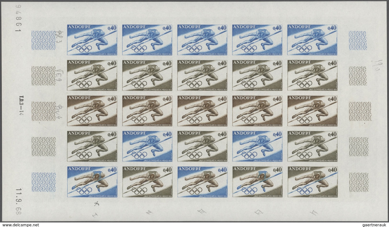 Andorra - Französische Post: 1964/1979, IMPERFORATE COLOUR PROOFS, MNH Collection Of 174 Complete Sh - Andere & Zonder Classificatie