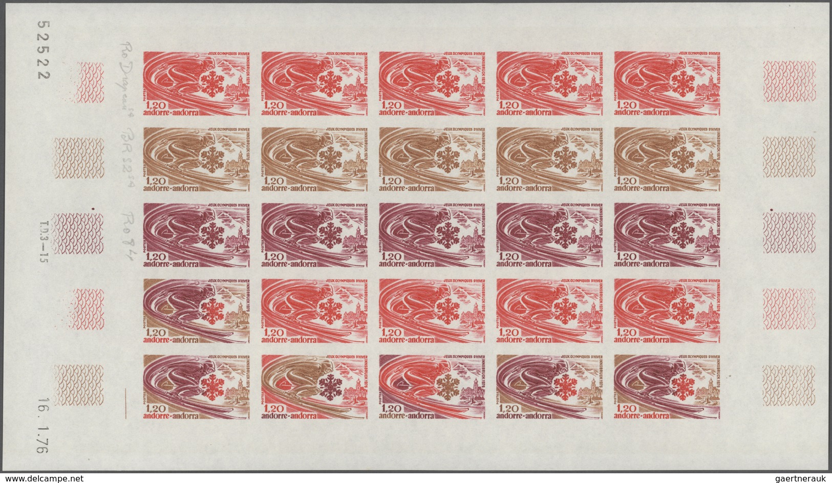 Andorra - Französische Post: 1964/1979, IMPERFORATE COLOUR PROOFS, MNH Collection Of 174 Complete Sh - Sonstige & Ohne Zuordnung