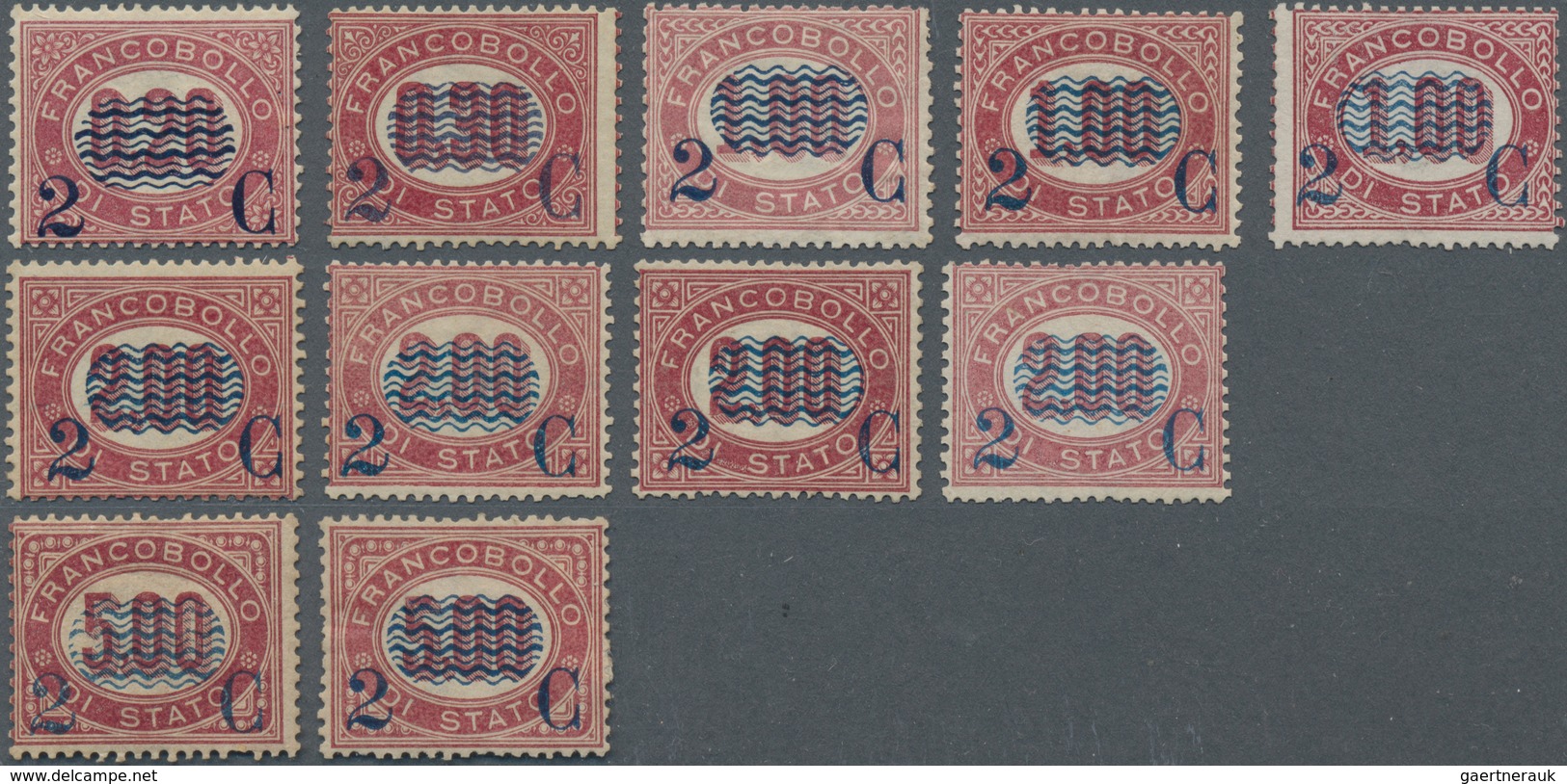 Italien: 1878. Serivce Stamps, Blue Overprinted "2 C And Waves"nice Mint / Mint Never Hinged Group O - Sammlungen