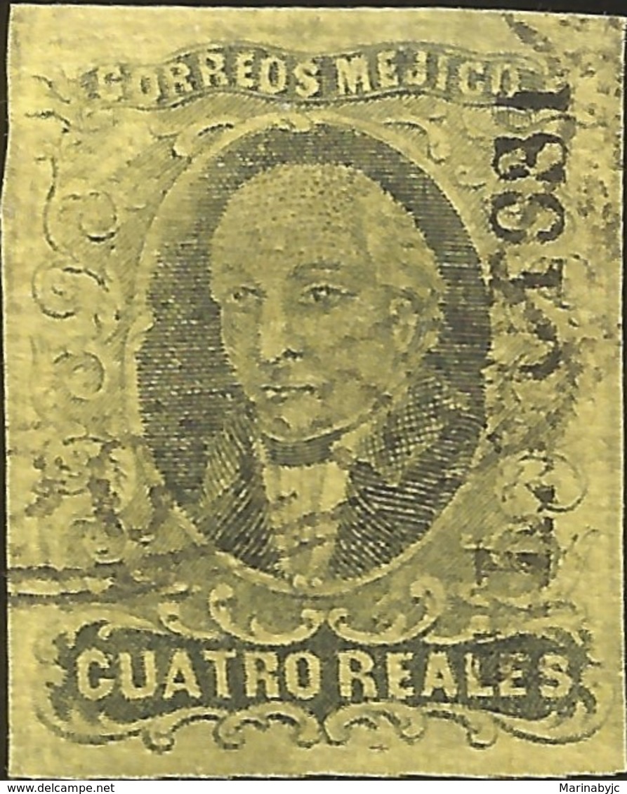 J) 1861 MEXICO, HIDALGO, 4 REALES, DISTRICT SAN LUIS POTOSI, CIRCULAR CANCELLATION, MN - Mexico