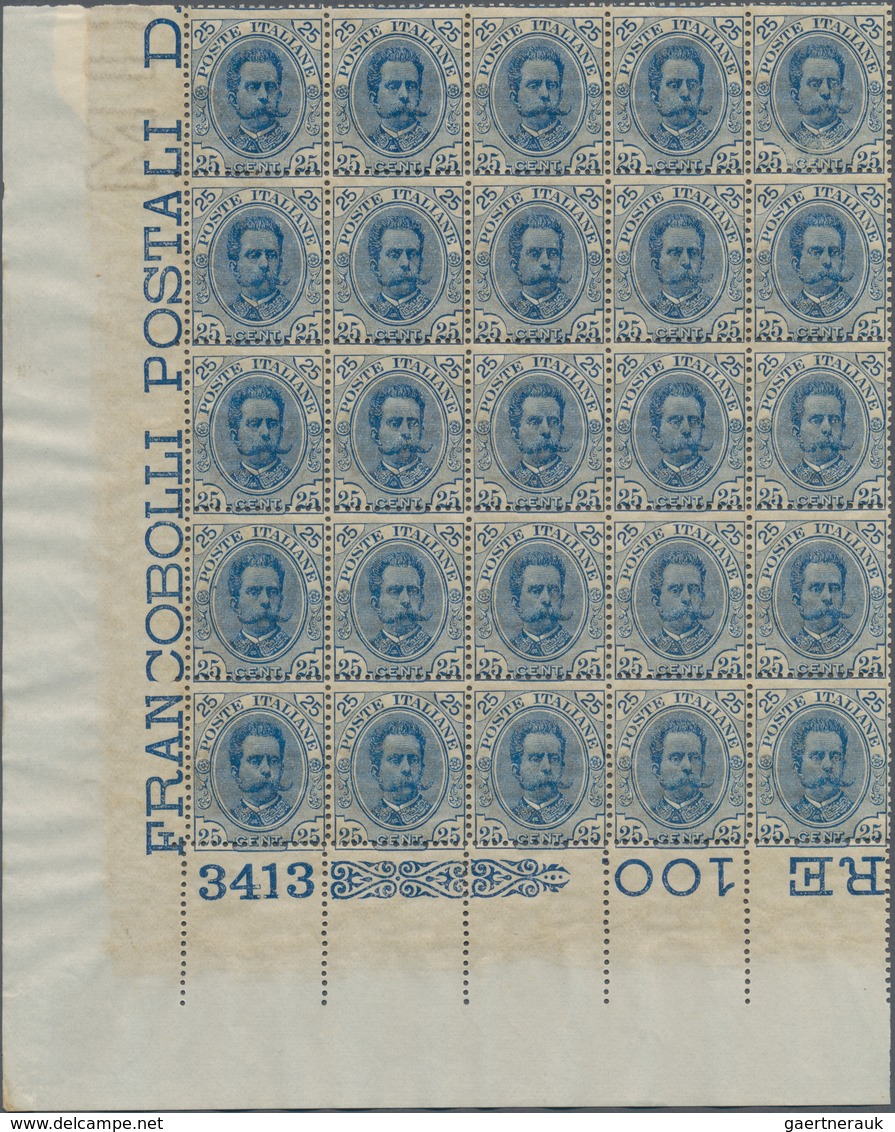 Italien: 1893: 25 C Blue, Umberto I, 135 MNH Stamps In Units (one Block Of 15, One Block Of 20 Ad Fo - Sammlungen