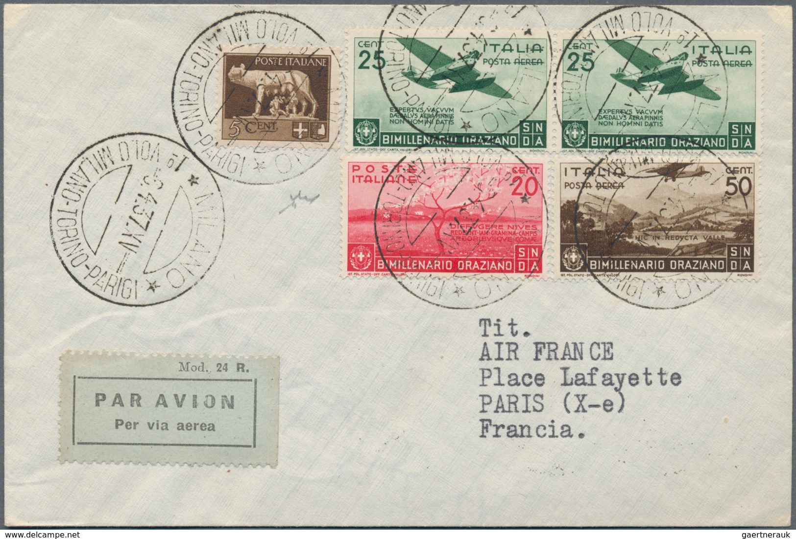 Italien: 1927/1940, AIRMAIL, Lot Of Eight Flight Covers/cards, Mainly First/special Flights: 1.2.192 - Sammlungen