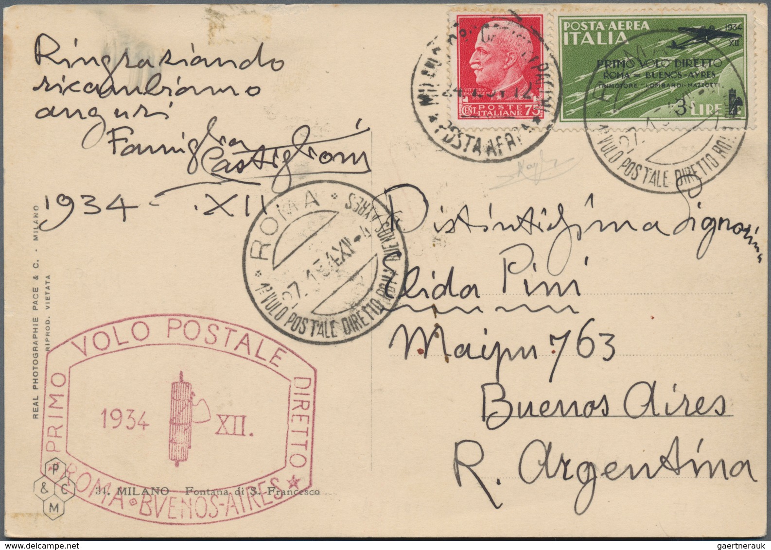 Italien: 1927/1940, AIRMAIL, Lot Of Eight Flight Covers/cards, Mainly First/special Flights: 1.2.192 - Lotti E Collezioni