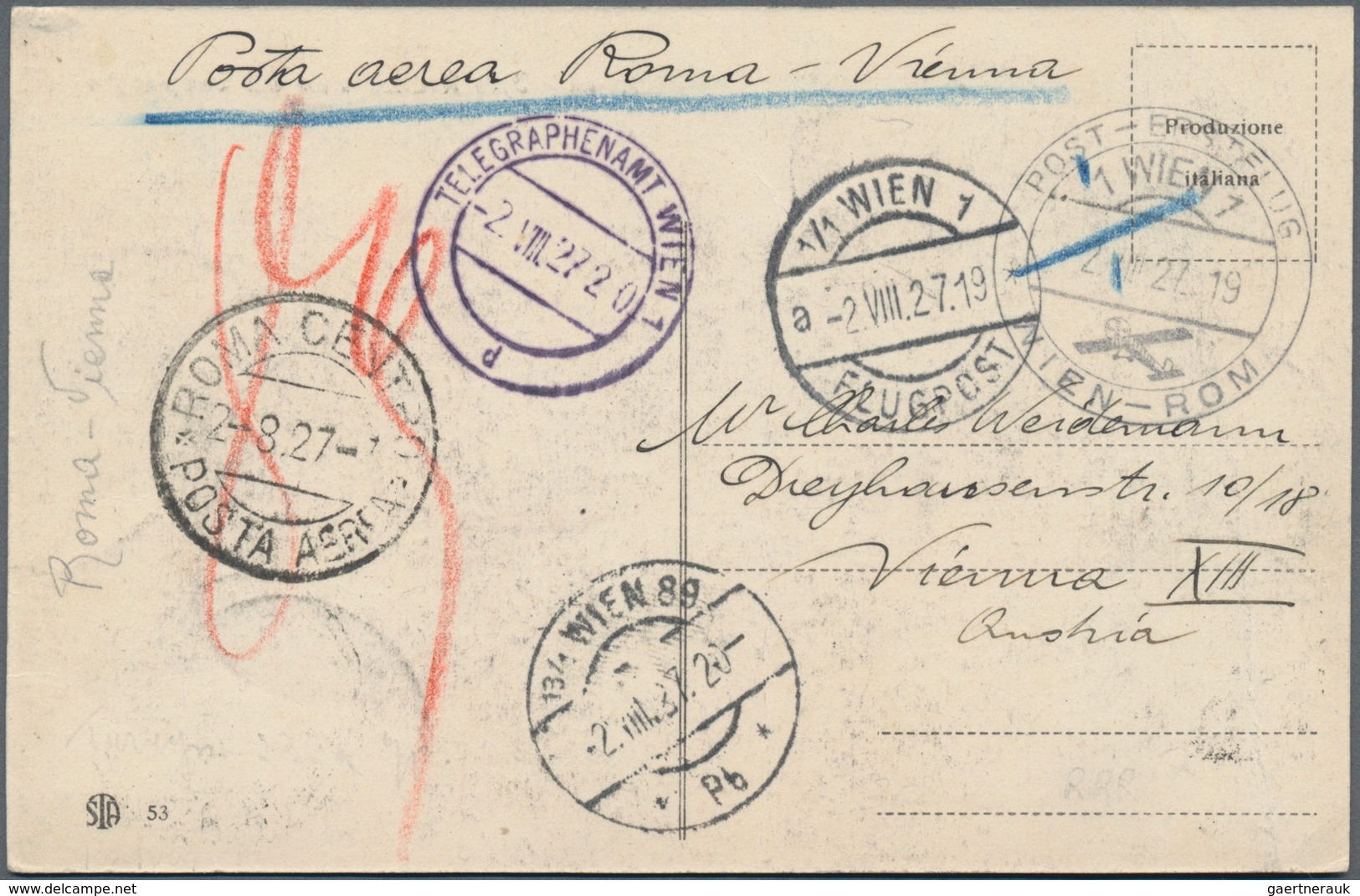 Italien: 1927/1940, AIRMAIL, lot of eight flight covers/cards, mainly first/special flights: 1.2.192