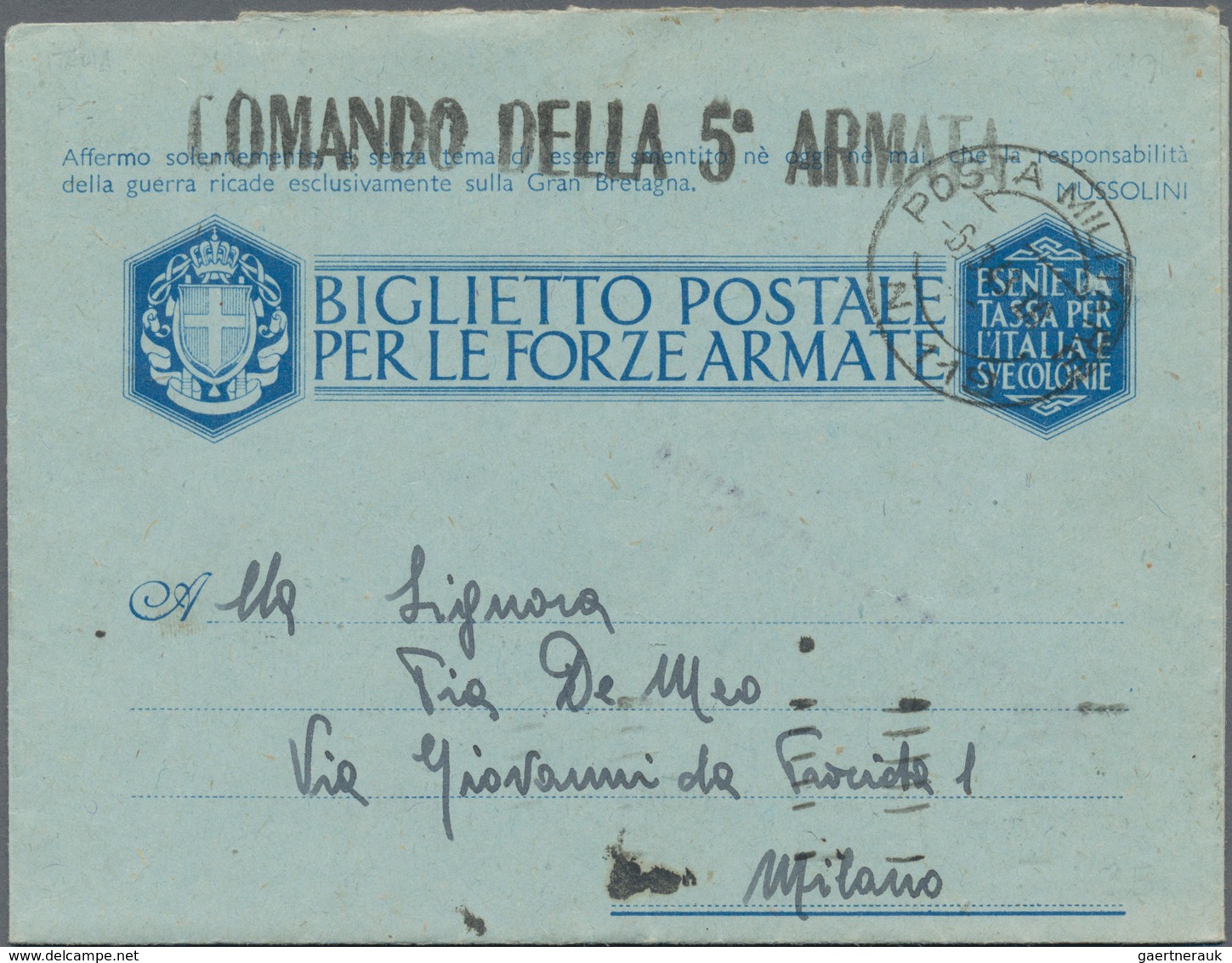 Italien: 1939/1945, Voluminous Collection Of Far More Than 200 Military Post Items ( Posta Militare - Colecciones
