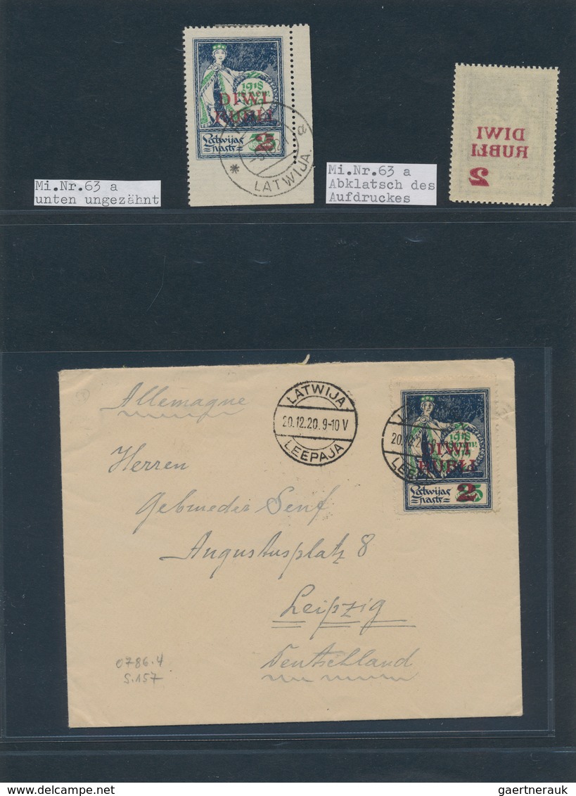 Lettland: 1868/1941, deeply specialised collection in eight binders, comprising stamps and especiall