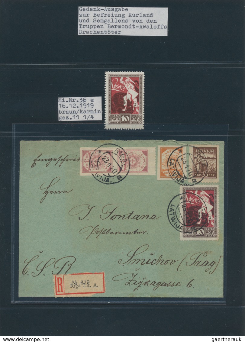 Lettland: 1868/1941, deeply specialised collection in eight binders, comprising stamps and especiall