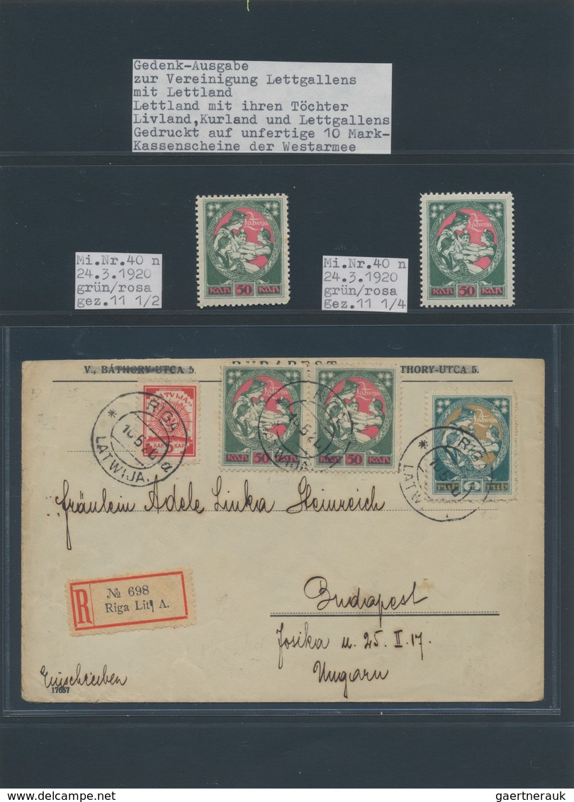 Lettland: 1868/1941, deeply specialised collection in eight binders, comprising stamps and especiall