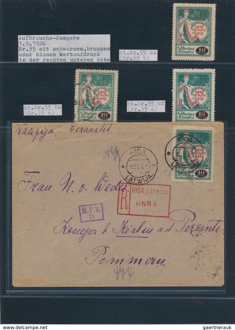 Lettland: 1868/1941, deeply specialised collection in eight binders, comprising stamps and especiall