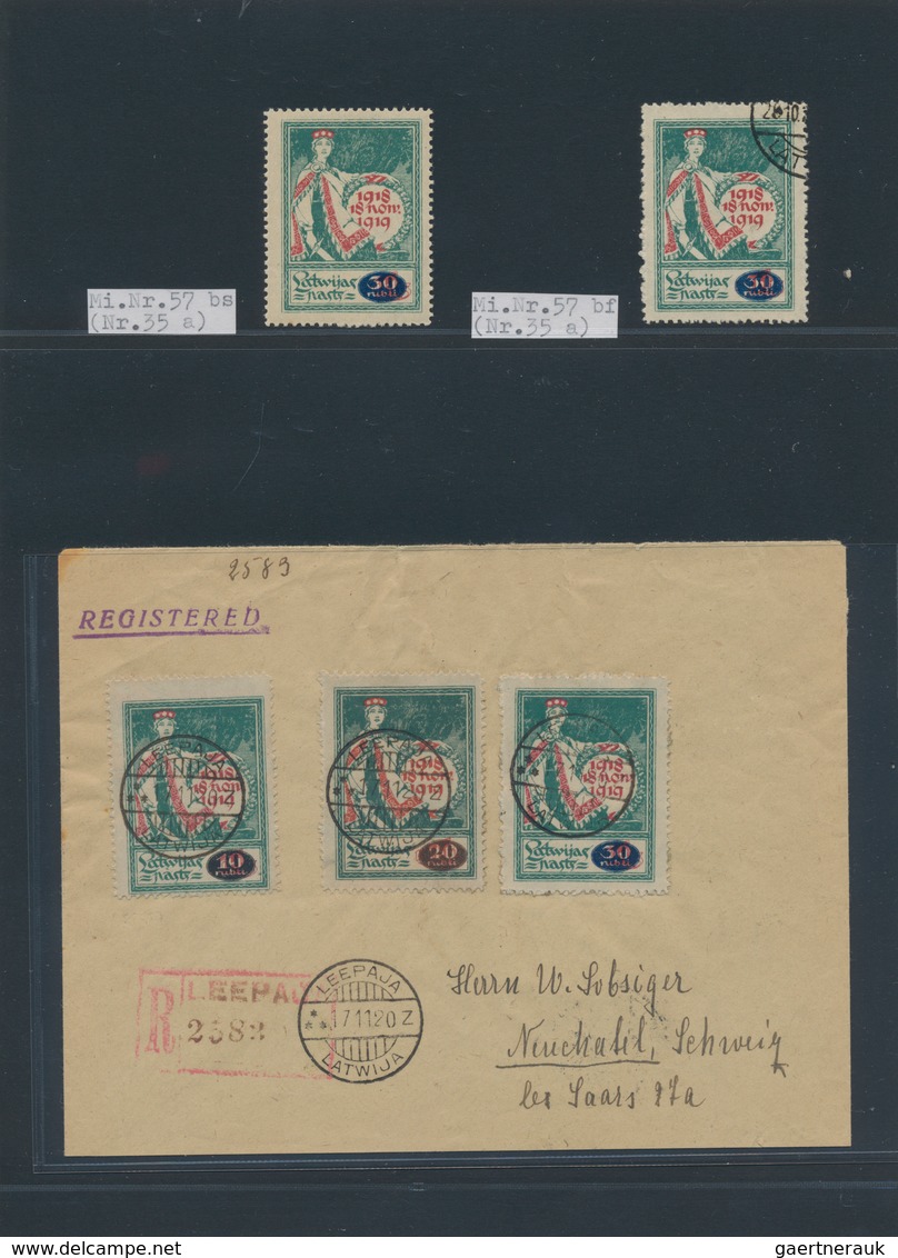 Lettland: 1868/1941, deeply specialised collection in eight binders, comprising stamps and especiall