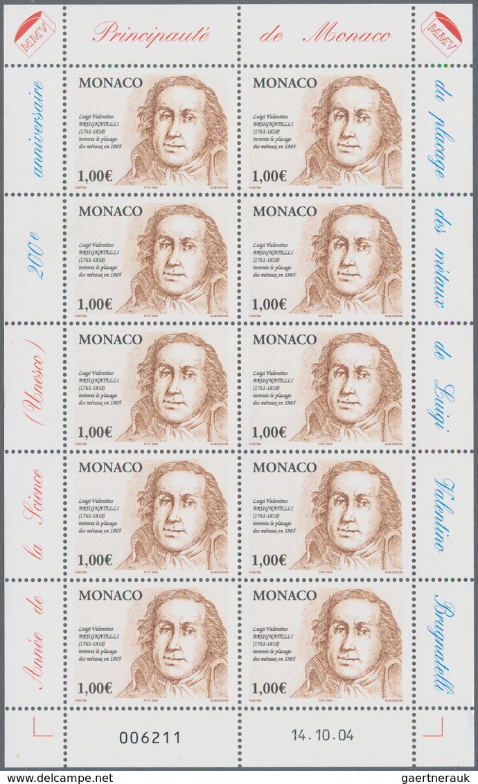 Monaco: 2004, 1.00 € Brugnatelli, 770 Complete Sheets With 7.700 Stamps Mint Never Hinged. Michel No - Usados