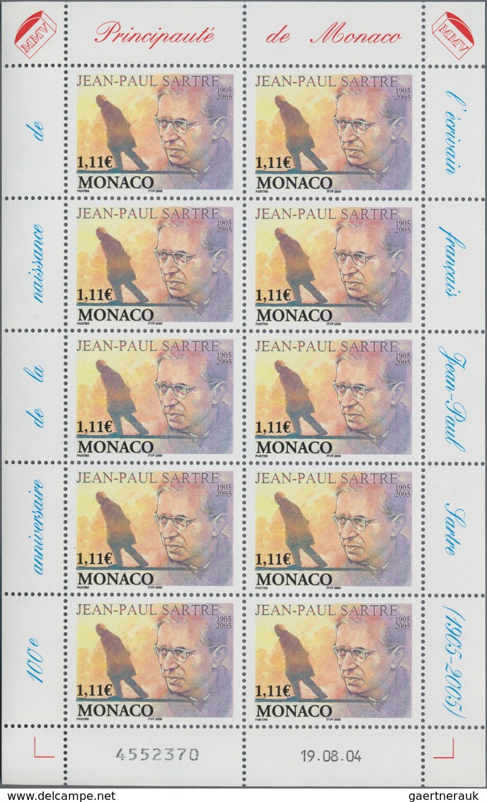 Monaco: 2004, 1.10 € Jean-Paul Satre, 770 Complete Sheets With 7.700 Stamps Mint Never Hinged. Miche - Gebruikt