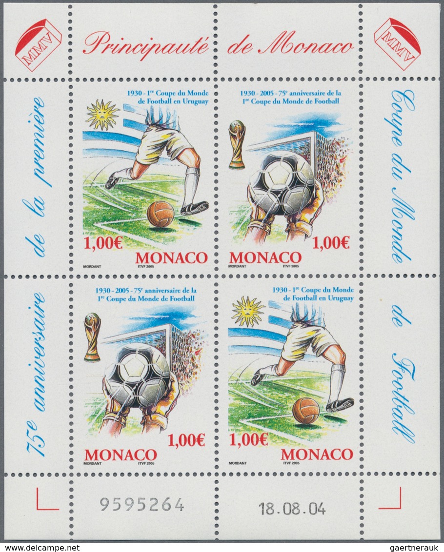 Monaco: 2004, 2 X 1.00 € World Soccer Cup 1930, 1950 Copies Of This Souvenir Sheet Mint Never Hinged - Used Stamps