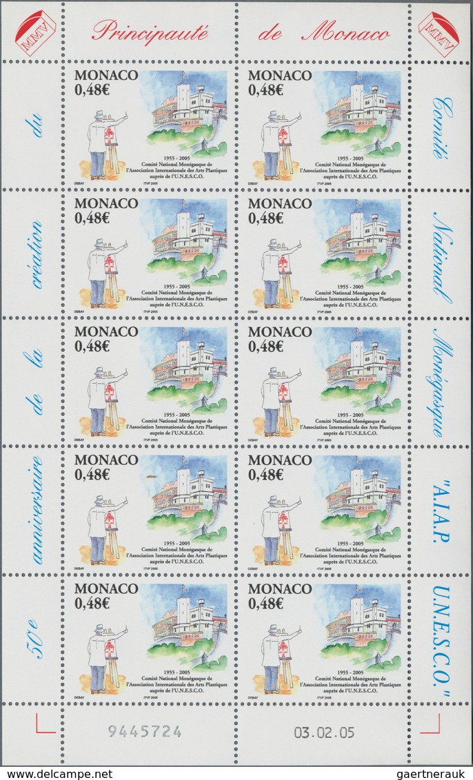 Monaco: 2005, 0.48 € UNESCO, 770 Complete Sheets With 7.700 Stamps Mint Never Hinged. Michel No. 273 - Oblitérés
