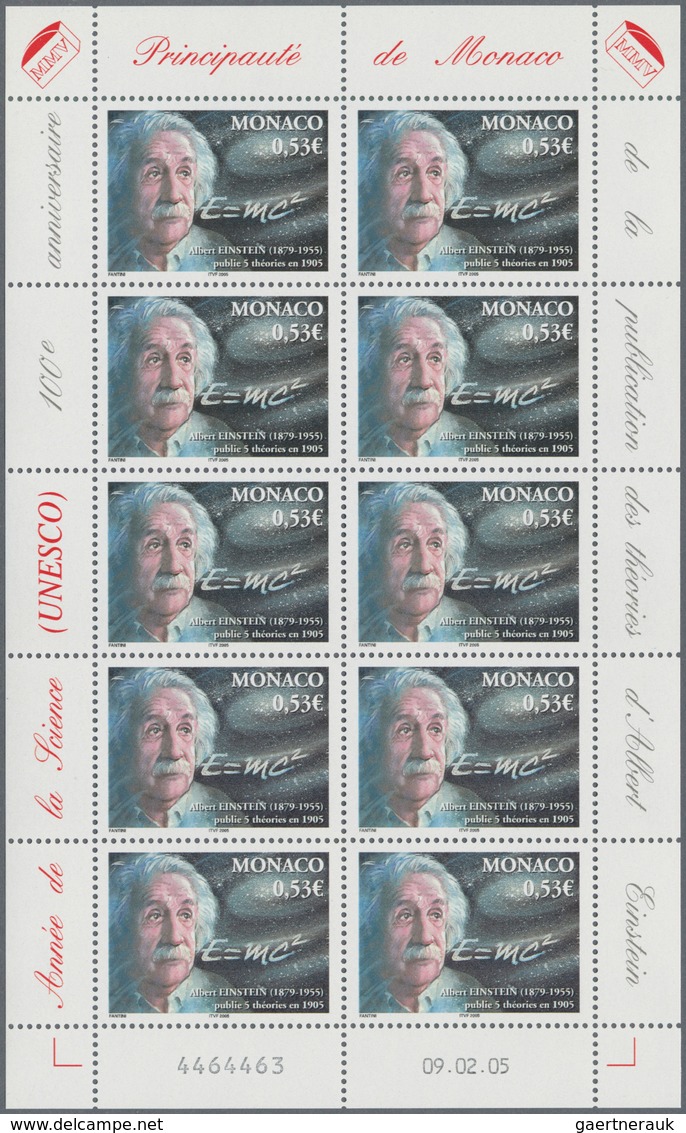 Monaco: 2005, 0.53 € Albert Einstein, 770 Complete Sheets With 7.700 Stamps Mint Never Hinged. Miche - Gebruikt
