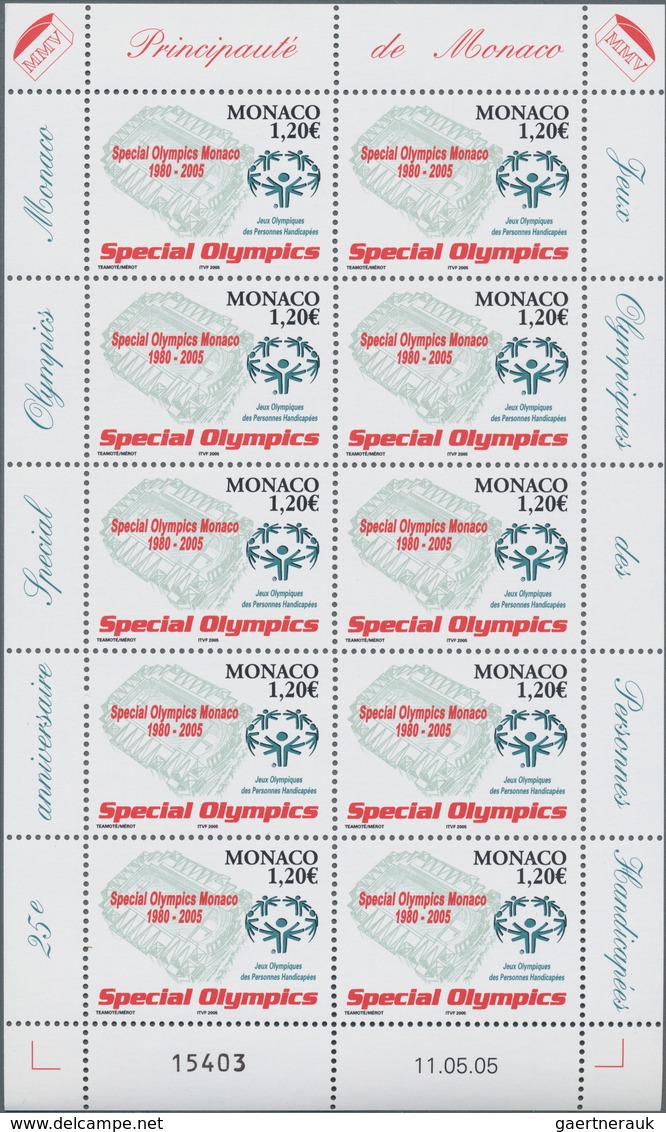 Monaco: 2005, 1,20 € Special Olympics, 770 Complete Sheets With 7.700 Stamps Mint Never Hinged. Mich - Gebruikt
